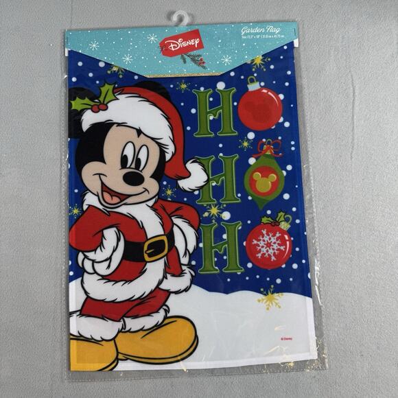 Disney Christmas Garden Flags Lot of 2 Mickey Mouse & Winnie the Pooh New w/Tags - Picture 5 of 8